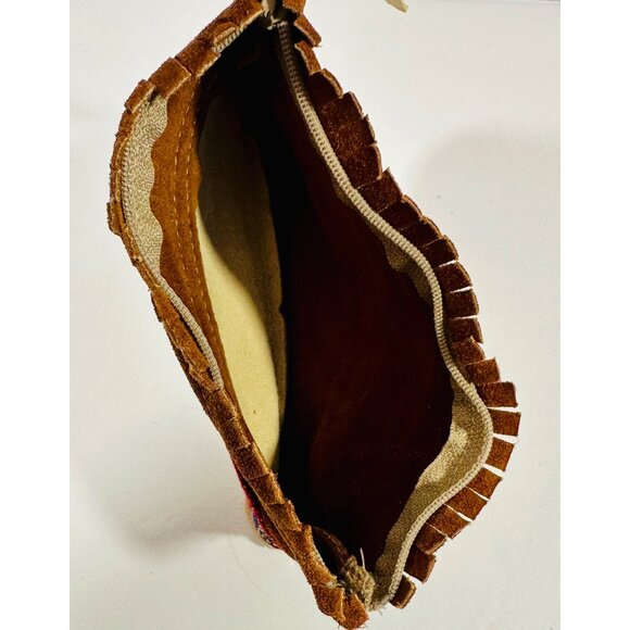 Handcrafted Arizona Suede Pouch With Beaded Accent & Fringe Detailing Travel - Picture 9 of 12